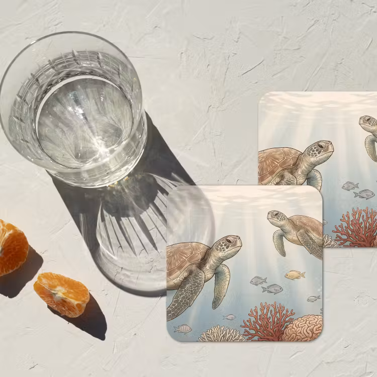 Onderzetter - Schildpad - Onderwater - Natuur - Illustratie — 3