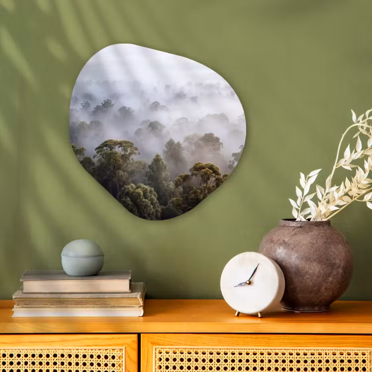Organisch schilderij - Forex - Natuur - Mist - Bos - Ochtend - Goud — 2
