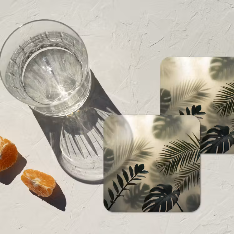 Onderzetter - Planten - Bladeren - Schaduwen - Groen - Modern — 3