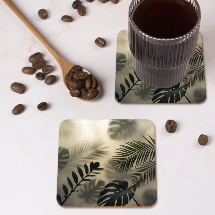 Onderzetter - Planten - Bladeren - Schaduwen - Groen - Modern — 4