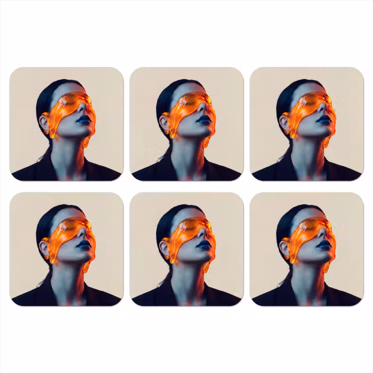 Onderzetter - Vrouw - Oranje - Abstract - Modern - Kleurrijk — 1