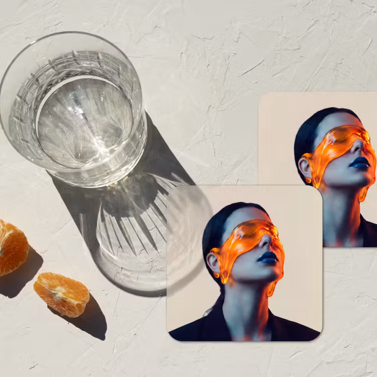 Onderzetter - Vrouw - Oranje - Abstract - Modern - Kleurrijk — 3