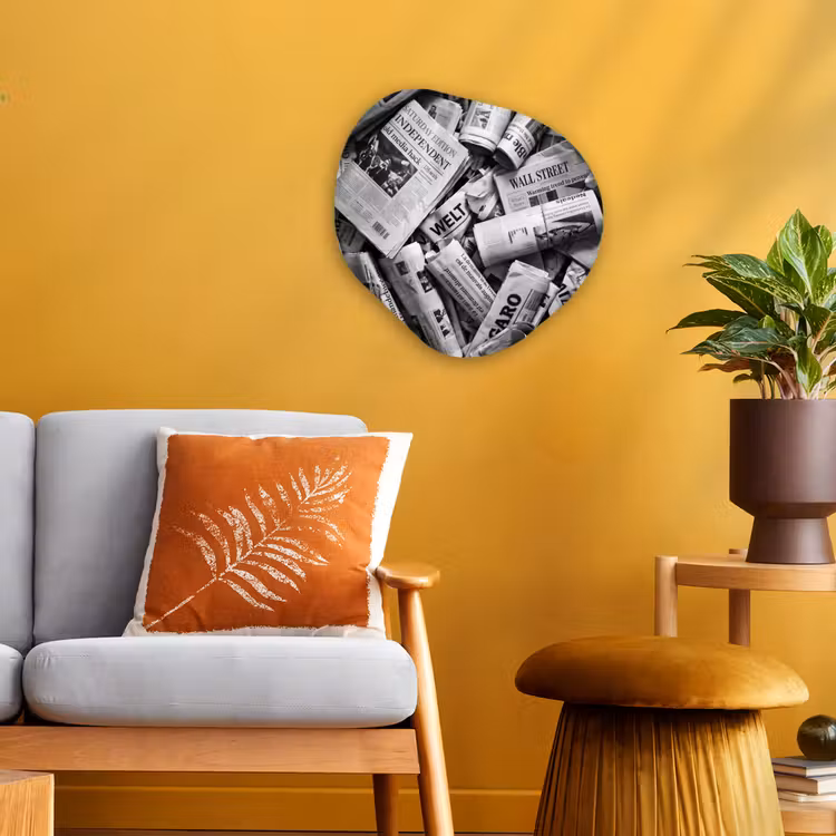 Organisch schilderij - Forex - Krant - Stapel - Nieuws - Zwart-wit — 3