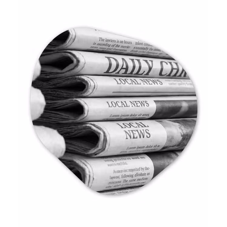 Organisch schilderij - Forex - Krant - Stapel - Nieuws - Zwart-wit - Media — 1