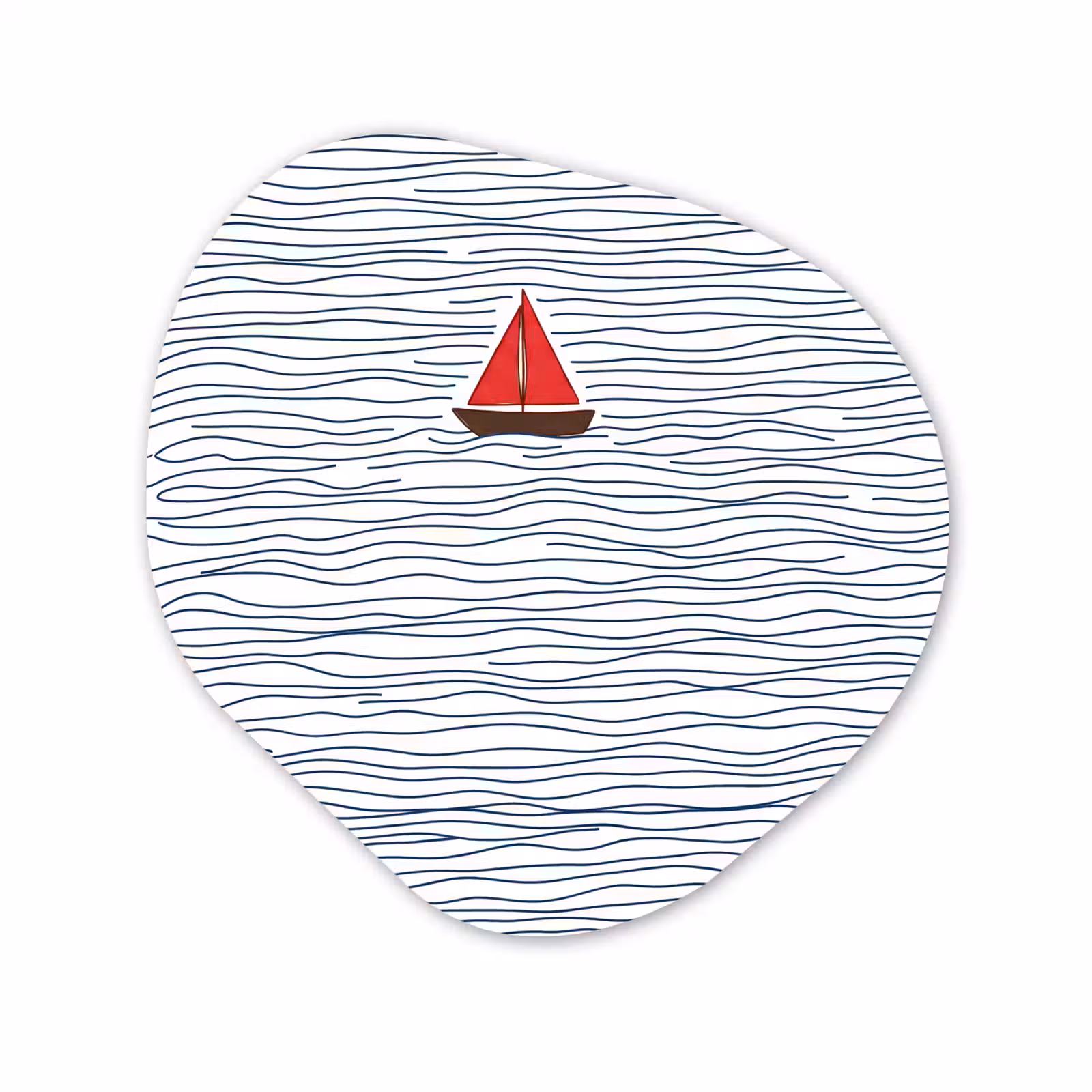 Organisch schilderij - Forex - Boot - Water - Rood - Illustratie - Minimalistisch — 1