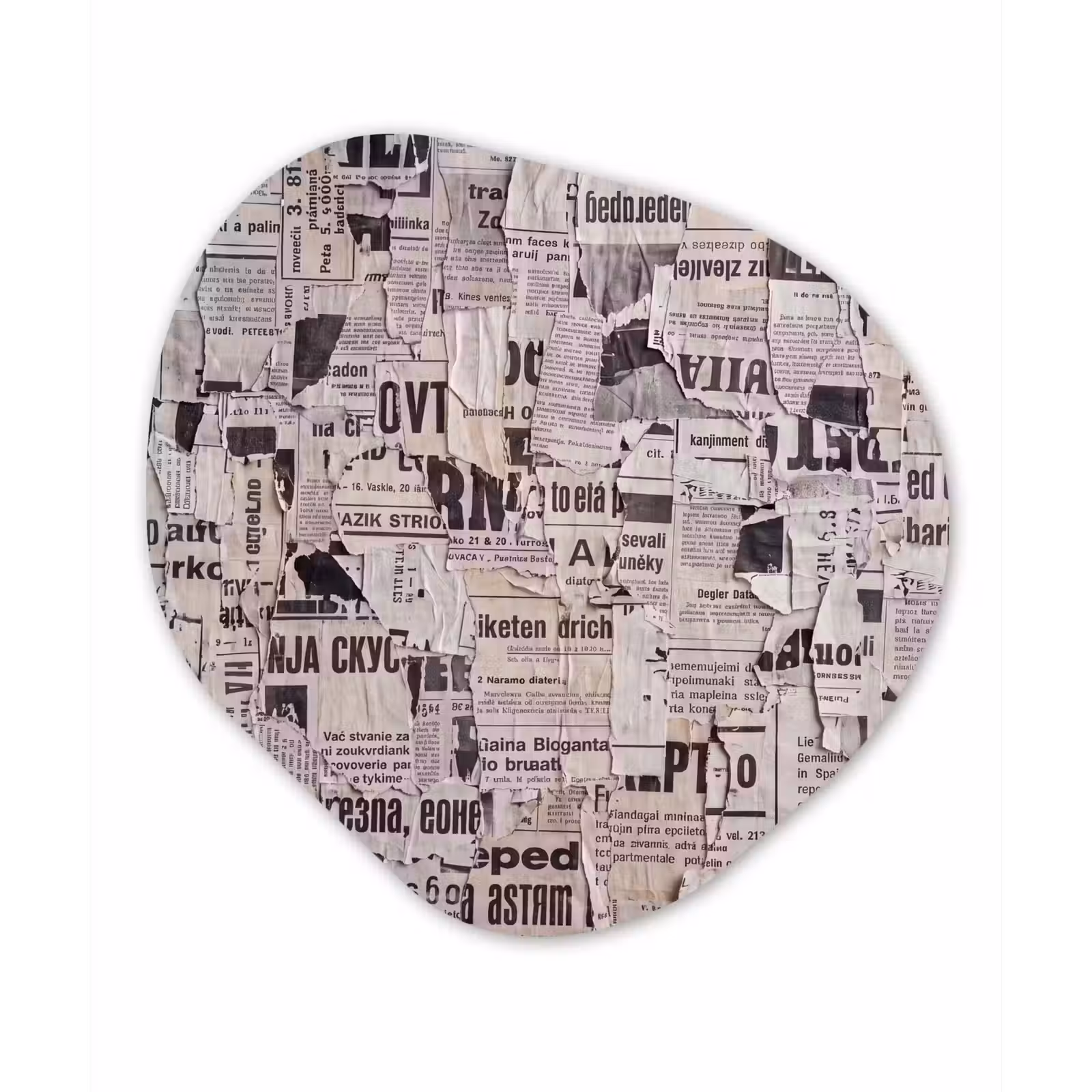 Organisch schilderij - Forex - Krant - Gescheurd - Textuur - Abstract - Zwart-wit — 1
