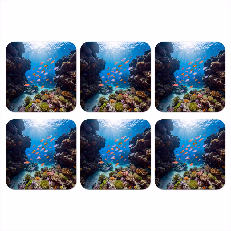 Onderzetter - Vis - Koraalrif - Onderwater - Levendig - Blauw — 1