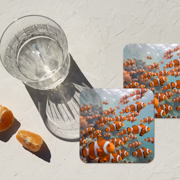 Onderzetter - Vis - School - Onderwater - Dieren - Oranje — 3