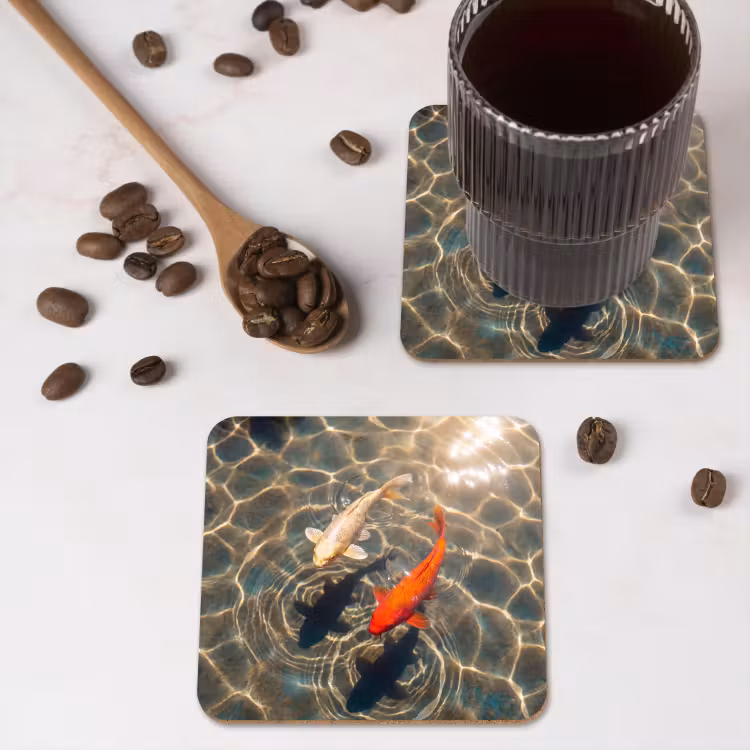 Onderzetter - Vis - Water - Dieren - Oranje - Goud — 4