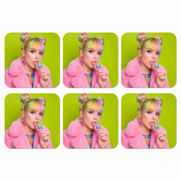 Onderzetter - Vrouw - Kleurrijk haar - Pop art - Modern - Levendig — 1