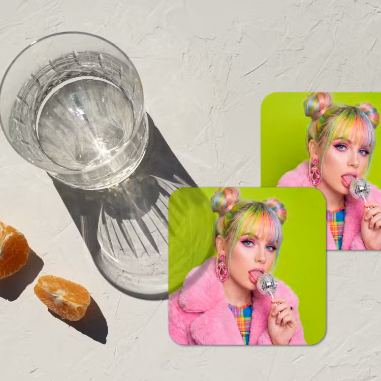 Onderzetter - Vrouw - Kleurrijk haar - Pop art - Modern - Levendig — 3
