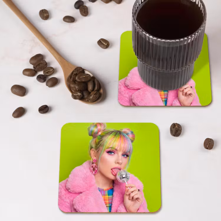 Onderzetter - Vrouw - Kleurrijk haar - Pop art - Modern - Levendig — 4