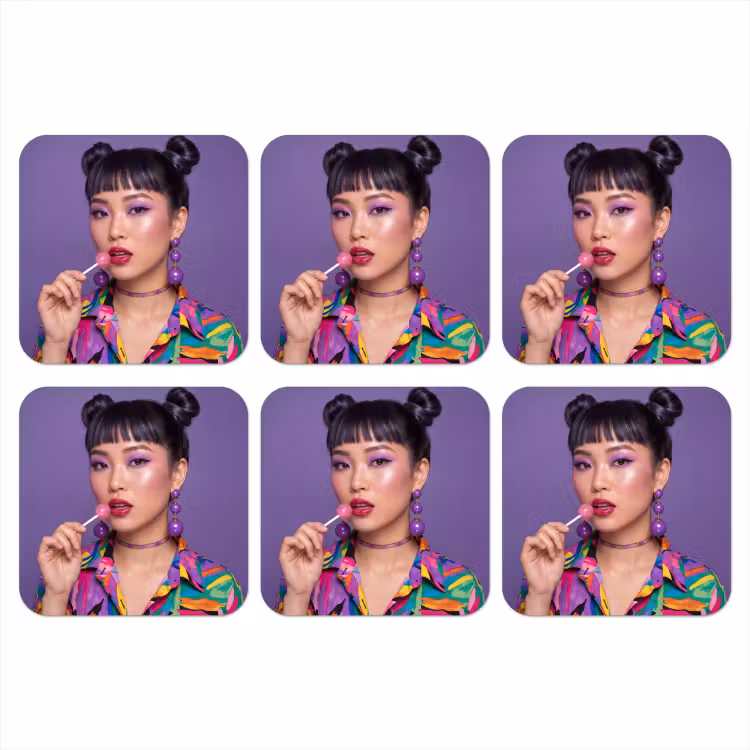 Onderzetter - Vrouw - Portret - Make-up - Paars - Levendig — 1
