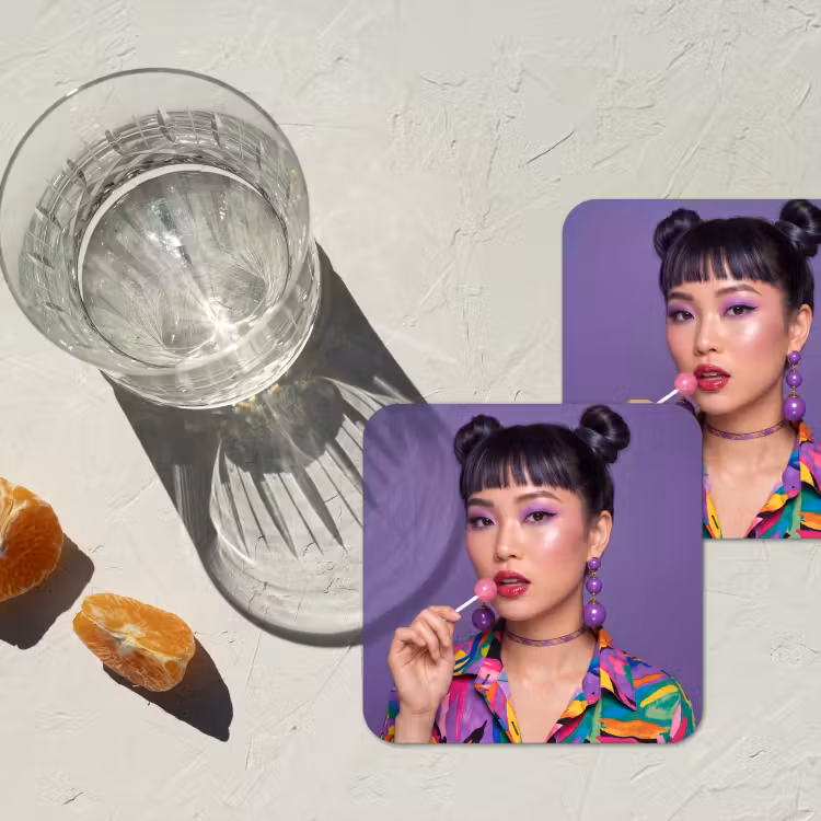 Onderzetter - Vrouw - Portret - Make-up - Paars - Levendig — 3