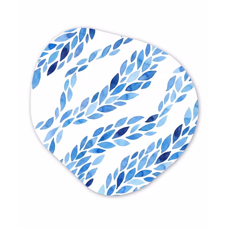 Organisch schilderij - Forex - Bladeren - Aquarel - Patroon - Modern - Blauw — 1