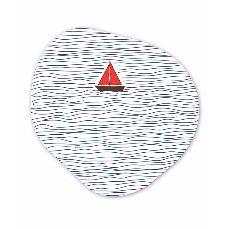 Organisch schilderij - Forex - Boot - Water - Rood - Illustratie - Minimalistisch — 1