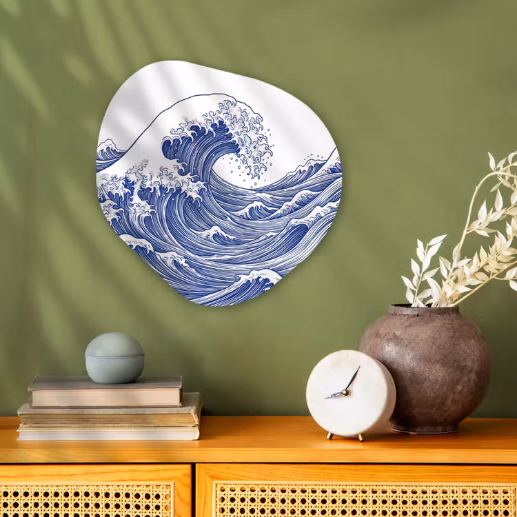 Organisch schilderij - Forex - Golf - Japans - Zee - Illustratie - Blauw — 2