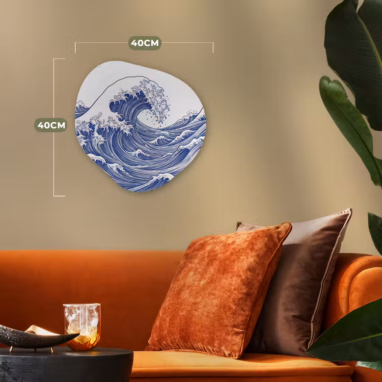 Organisch schilderij - Forex - Golf - Japans - Zee - Illustratie - Blauw — 4