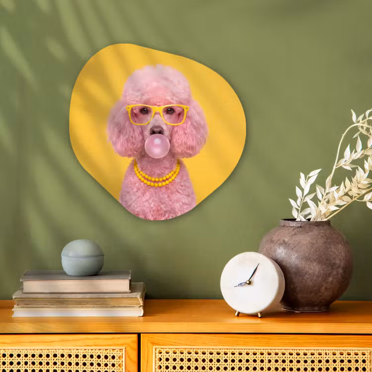 Organisch schilderij - Forex - Hond - Kauwgum - Dieren - Modern - Roze — 2