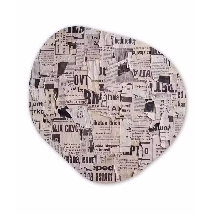 Organisch schilderij - Forex - Krant - Gescheurd - Textuur - Abstract - Zwart-wit — 1