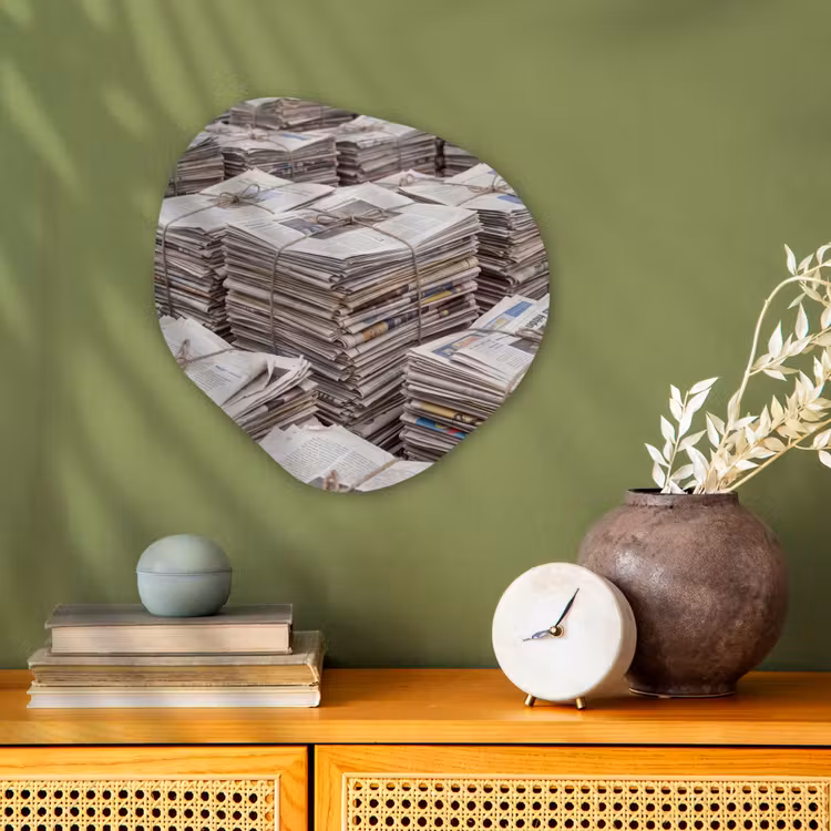 Organisch schilderij - Forex - Kranten - Stapels - Touw - Informatie - Vintage — 2