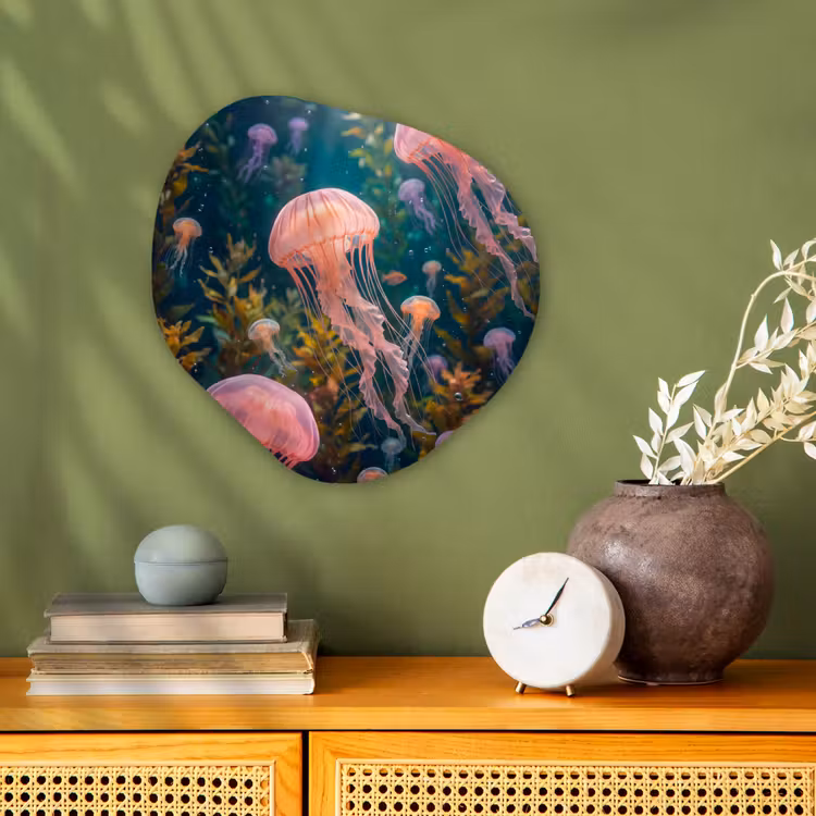 Organisch schilderij - Forex - Kwal - Roze - Onderwater - Zeeleven - Dieren — 2