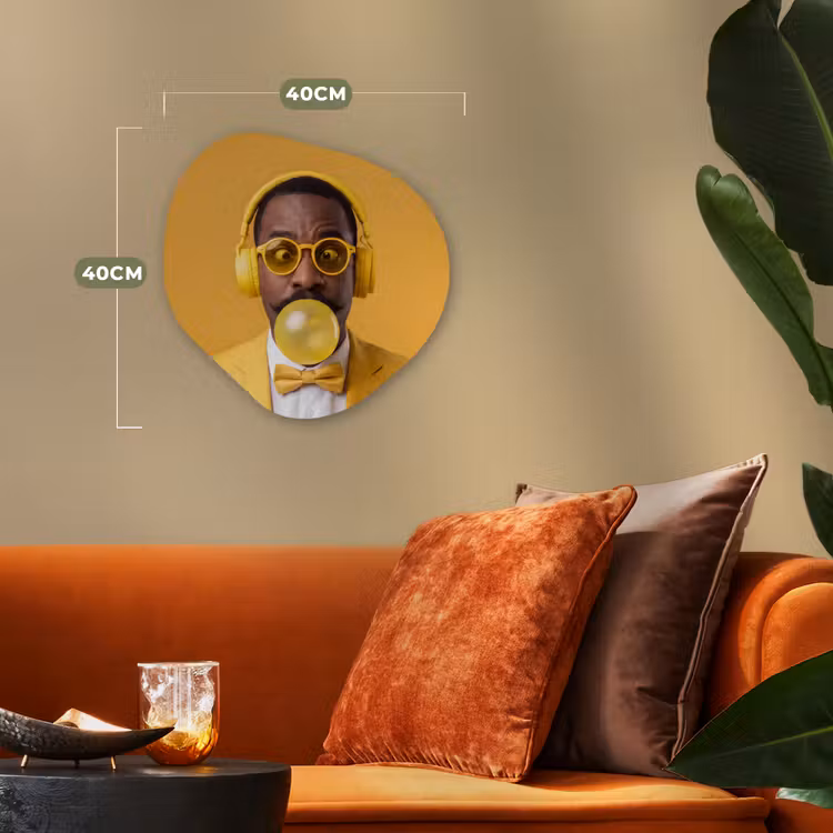 Organisch schilderij - Forex - Man - Bubblegum - Portret - Geel - Modern — 4