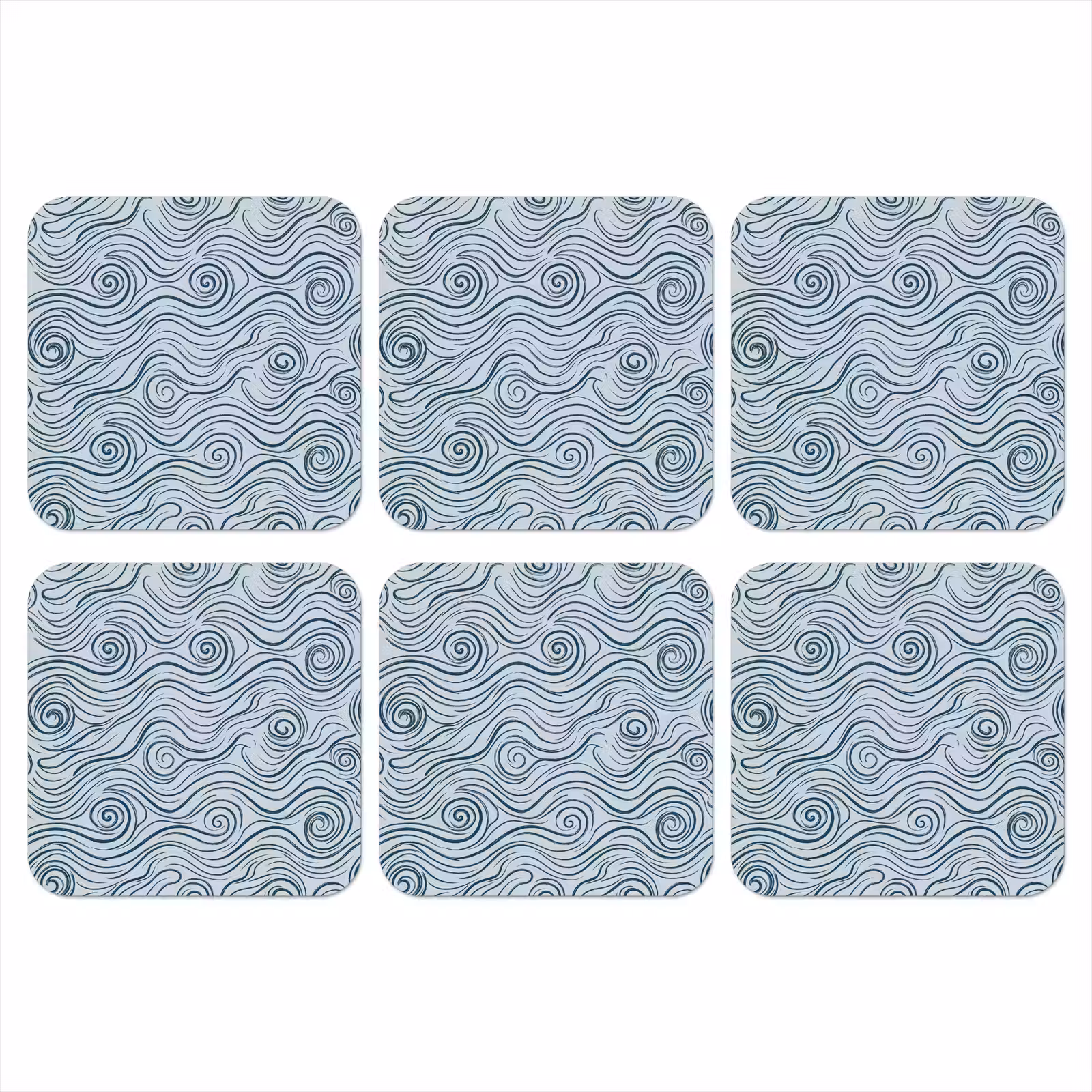 Onderzetter - Patroon - Golven - Abstract - Modern - Blauw — 1