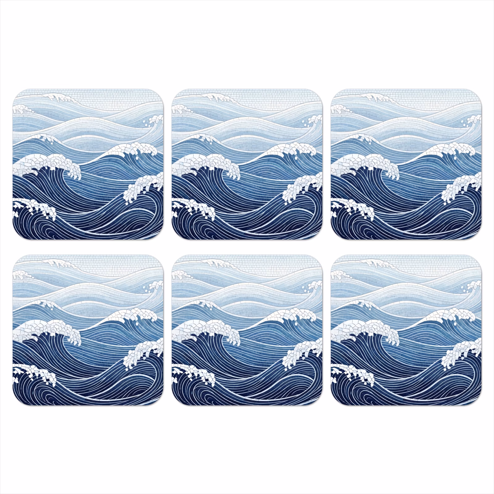 Onderzetter - Water - Mozaïek - Landschap - Modern - Blauw — 1