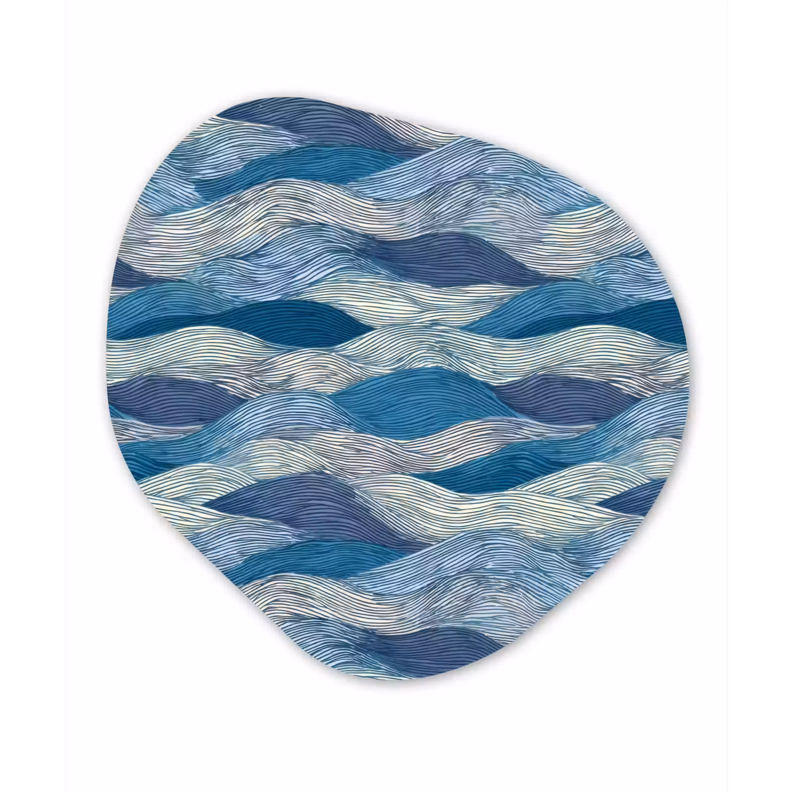 Organisch schilderij - Forex - Getekend - Blauw - Wit - Golvend - Streepjes — 1