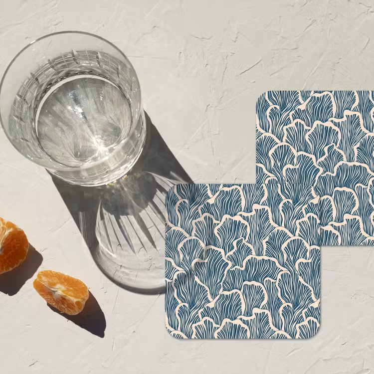 Onderzetter - Organisch - Blauw - Crème - Schelpen — 3