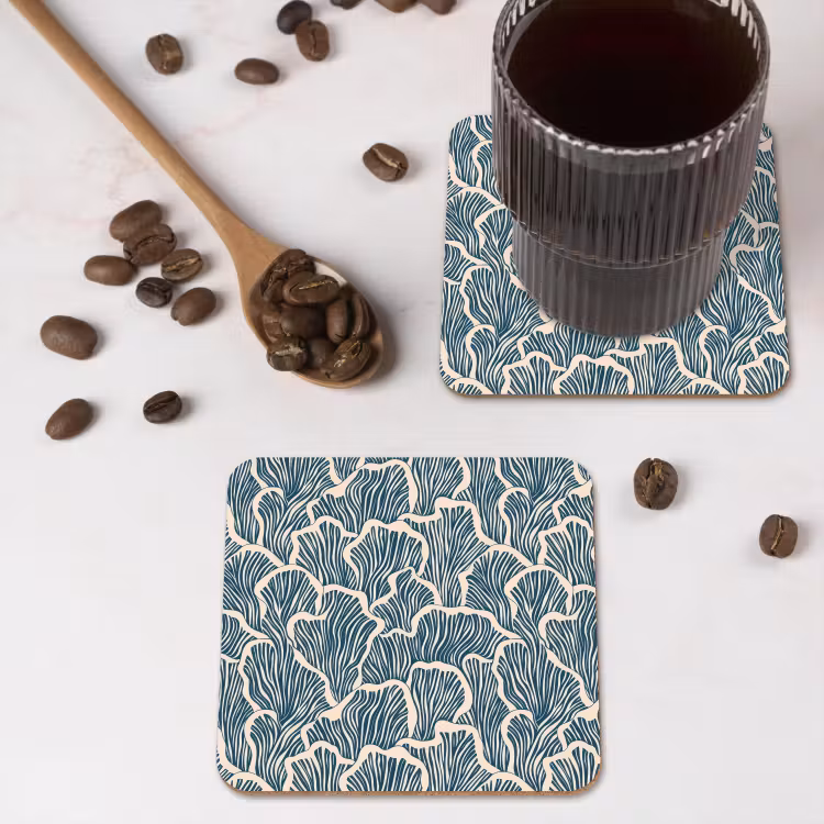 Onderzetter - Organisch - Blauw - Crème - Schelpen — 4