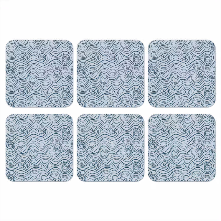 Onderzetter - Patroon - Golven - Abstract - Modern - Blauw — 1
