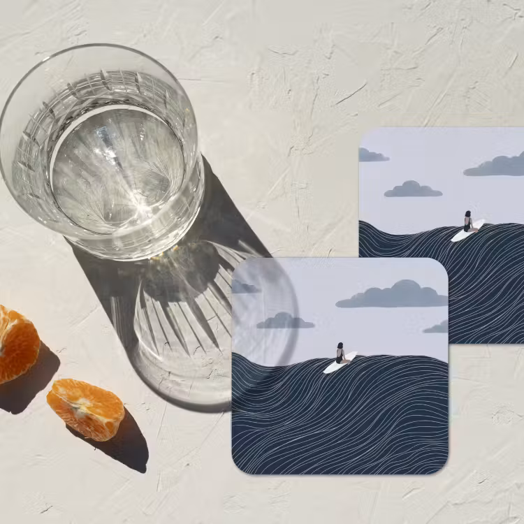 Onderzetter - Persoon - Surfen - Oceaan - Natuur - Modern — 3