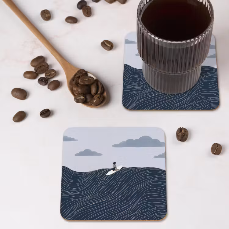 Onderzetter - Persoon - Surfen - Oceaan - Natuur - Modern — 4