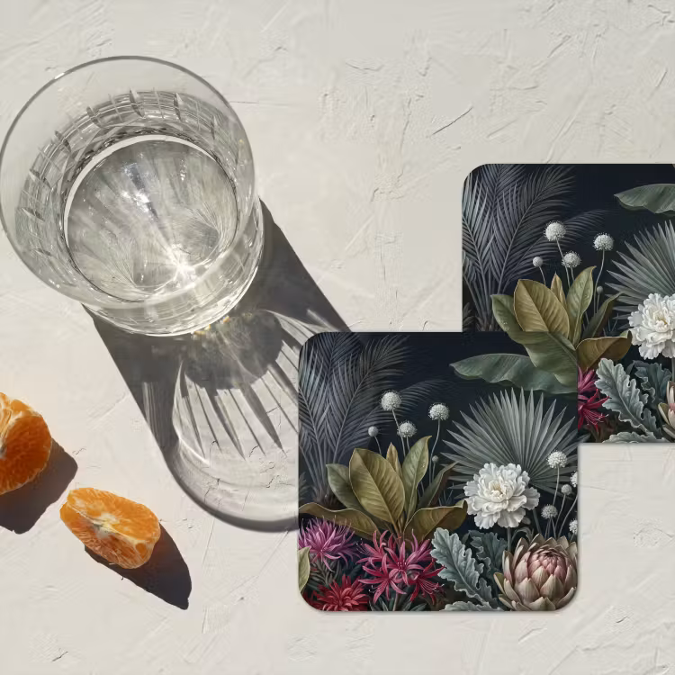 Onderzetter - Planten - Tropisch - Botanisch - Donker - Groen — 3