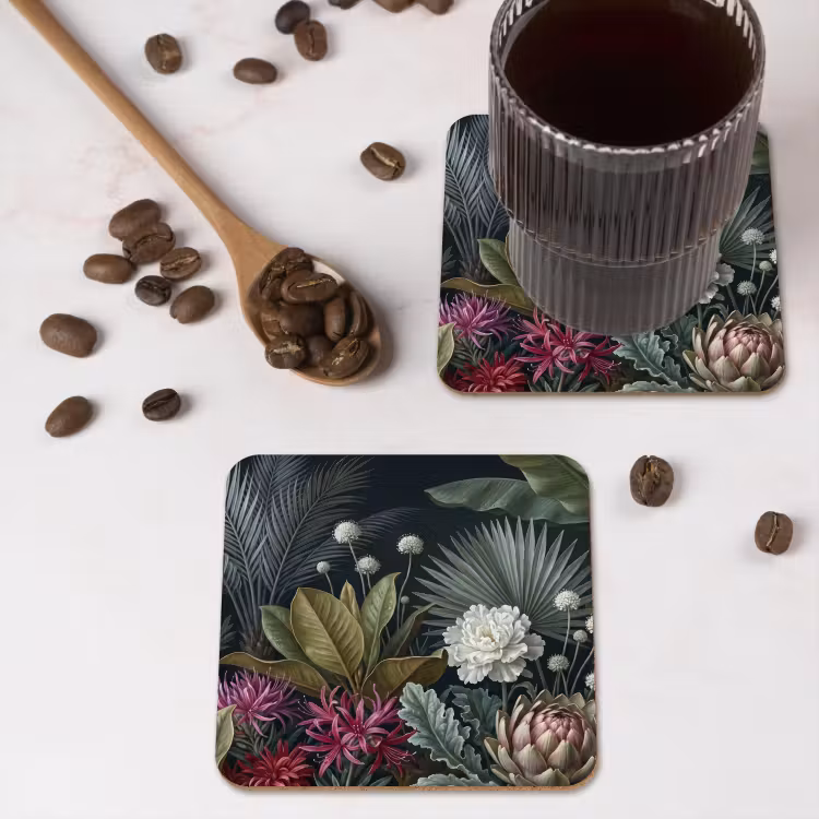 Onderzetter - Planten - Tropisch - Botanisch - Donker - Groen — 4