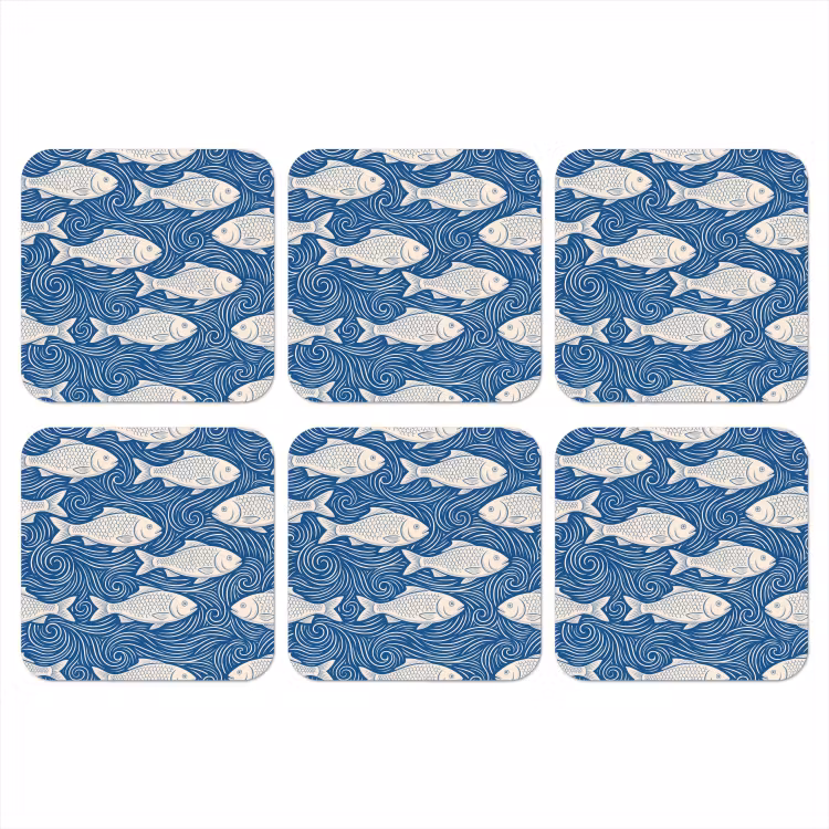 Onderzetter - Vis - Water - Patroon - Grafisch - Blauw — 1