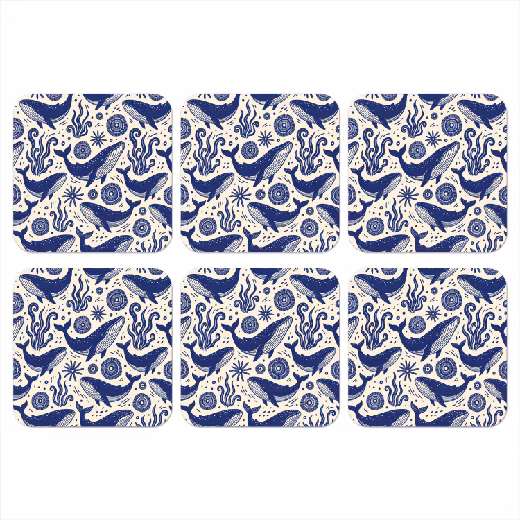 Onderzetter - Walvis - Onderwater - Dieren - Abstract - Blauw — 1