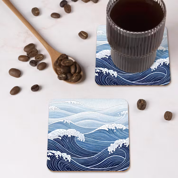 Onderzetter - Water - Mozaïek - Landschap - Modern - Blauw — 4
