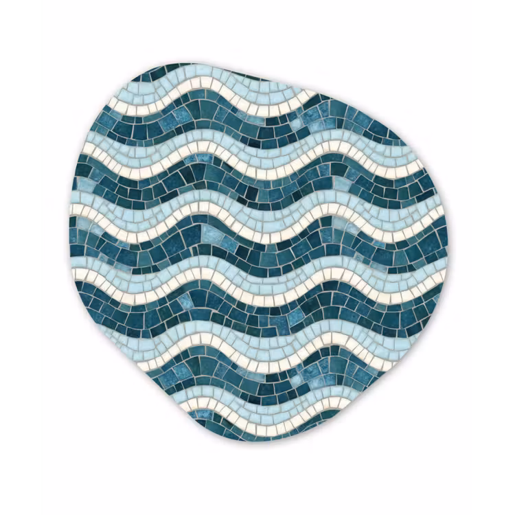 Organisch schilderij - Forex - Blauw - Wit - Mozaïek - Golvend — 1