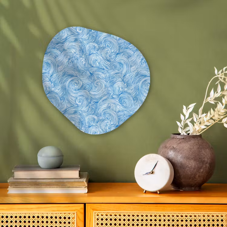 Organisch schilderij - Forex - Blauw - Wit - Spiraal - Golven - Lijnen — 2