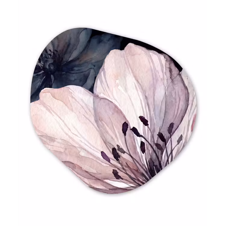 Organisch schilderij - Forex - Bloemen - Aquarel - Modern - Roze - Donker — 1