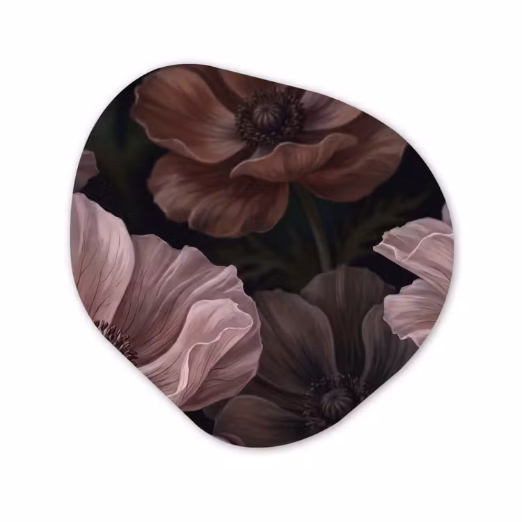 Organisch schilderij - Forex - Bloemen - Natuur - Roze - Donker - Modern — 1