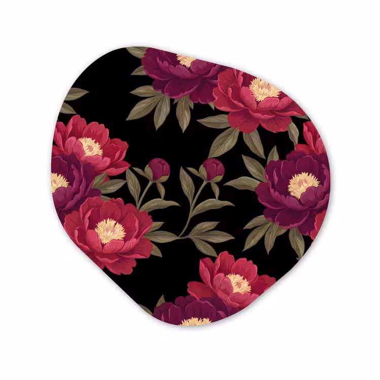 Organisch schilderij - Forex - Bloemen - Patroon - Botanisch - Rood - Zwart — 1