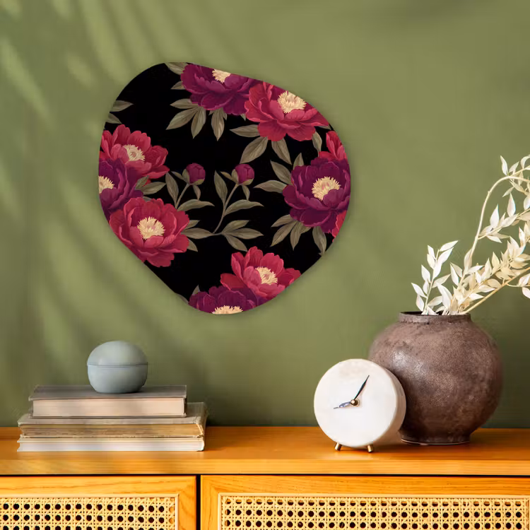Organisch schilderij - Forex - Bloemen - Patroon - Botanisch - Rood - Zwart — 2