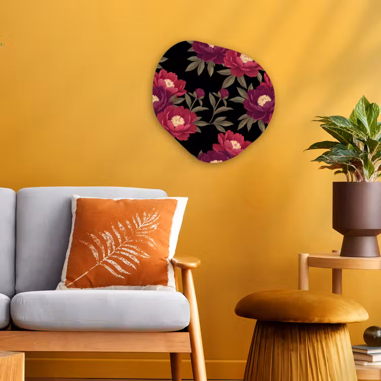 Organisch schilderij - Forex - Bloemen - Patroon - Botanisch - Rood - Zwart — 3