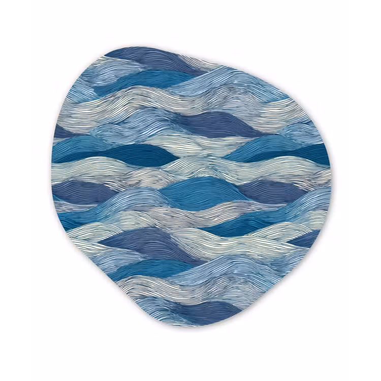 Organisch schilderij - Forex - Getekend - Blauw - Wit - Golvend - Streepjes — 1