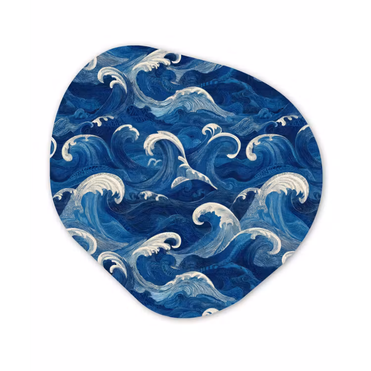 Organisch schilderij - Forex - Japans - Oceaan - Golven - Blauw — 1