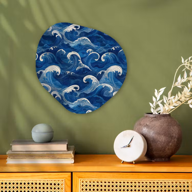 Organisch schilderij - Forex - Japans - Oceaan - Golven - Blauw — 2
